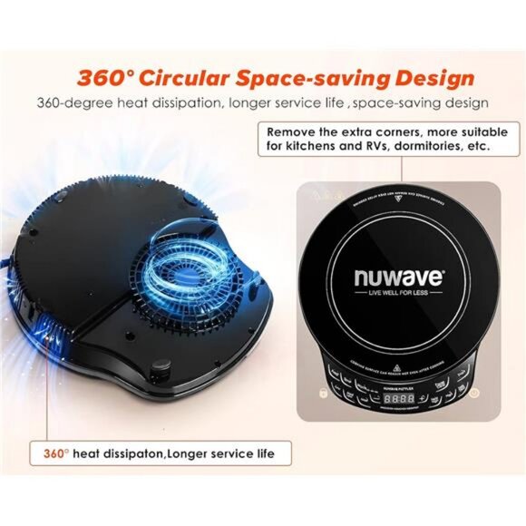 Induction Cooktop, 10.25” Shatter-Proof Ceramic Glass, 6.5” Heating Coil - Picture 4 of 6